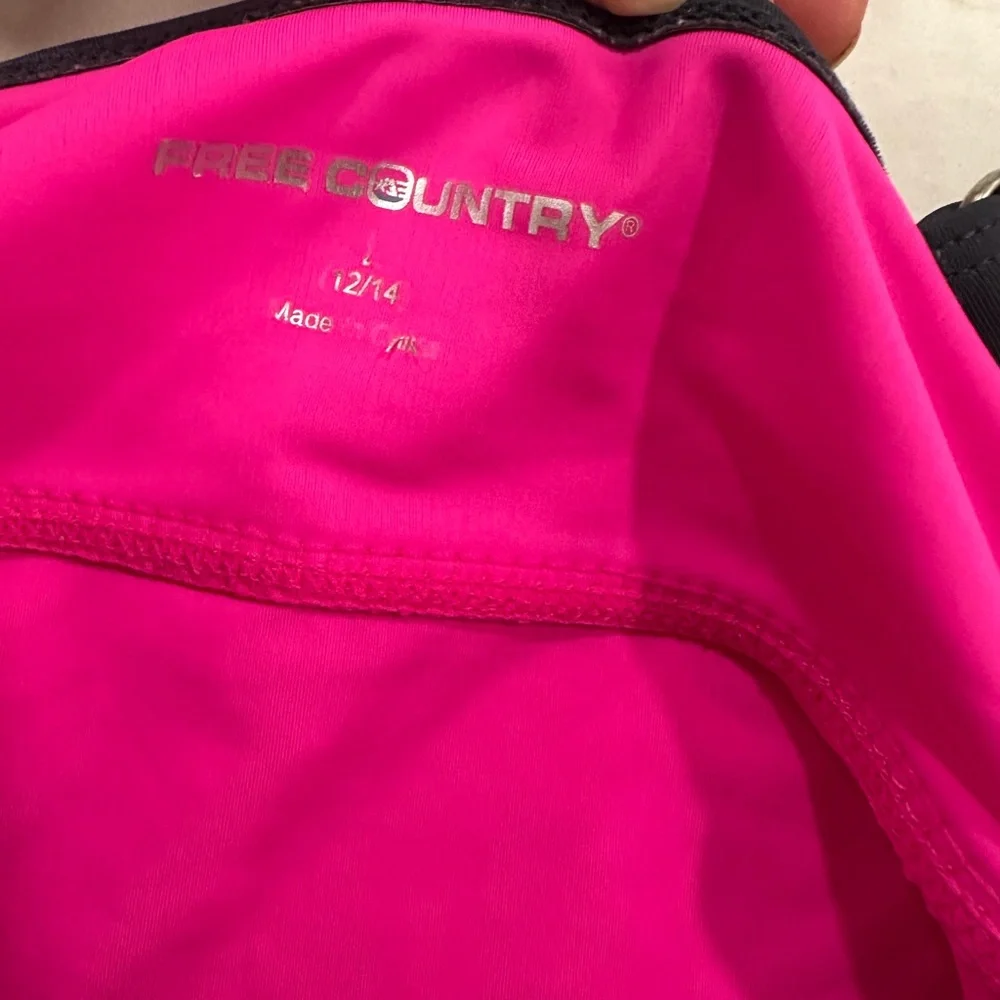Free Country Hot Pink Swim Top with Black Trim